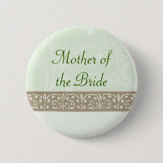 Chapa Redonda De 5 Cm Sage Ornamental Frieze Bridal Party Button
