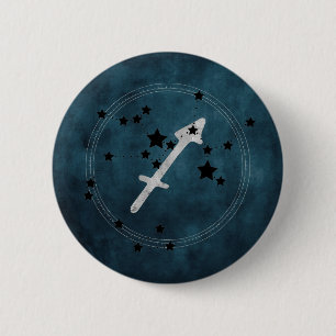 Chapa Redonda De 5 Cm Sagittarius negras y plateadas zodiac
