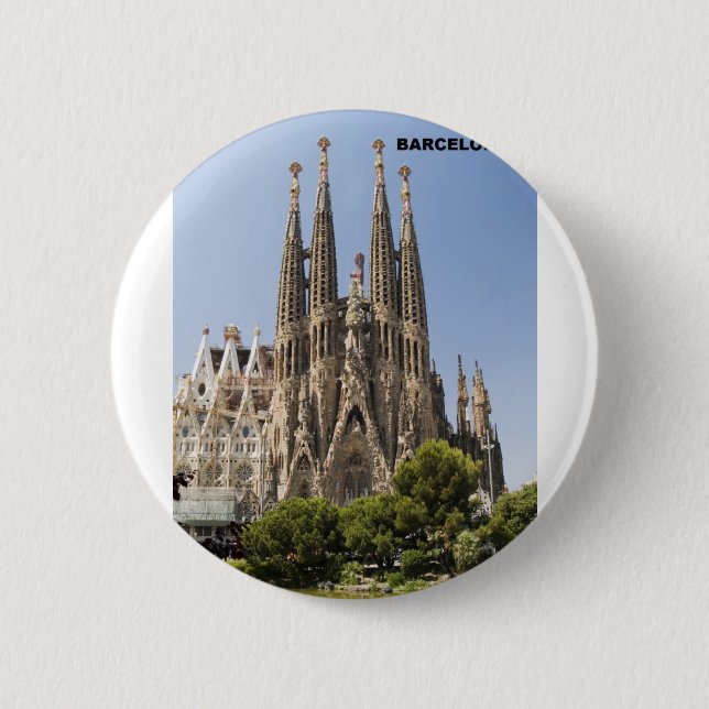 Chapa Redonda De 5 Cm Sagrada Familia Barcelona España (Anverso)