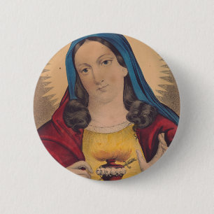 Chapa Redonda De 5 Cm Sagrado Corazón de María