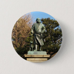 Chapa Redonda De 5 Cm Saigo Takamori (El último Samurai) y estatua de p
