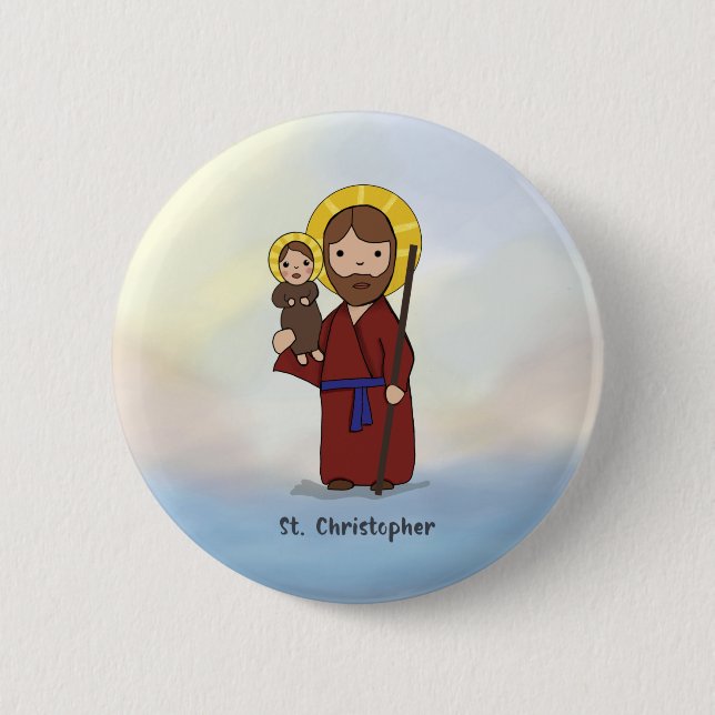 Chapa Redonda De 5 Cm Saint Christopher Feast Day (Anverso)