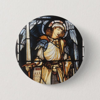 Chapa Redonda De 5 Cm Saint Michael por Sir Edward Coley Burne-Jones