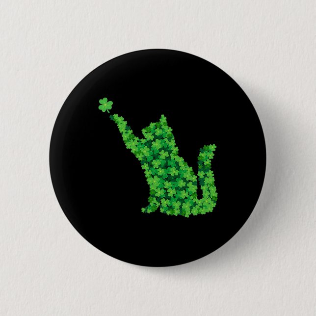 Chapa Redonda De 5 Cm Saint Patrick Day Shamrock Cat Lucky St Patricks D (Anverso)