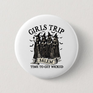 Chapa Redonda De 5 Cm Salem Machusetts, chica de Salem Witch Halloween