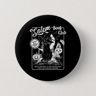 Chapa Redonda De 5 Cm Salem Witch Book Club Bookish Retro Halloween Blac