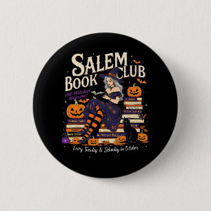 Chapa Redonda De 5 Cm Salem Witch Book Club Halloween Leading Book Lover