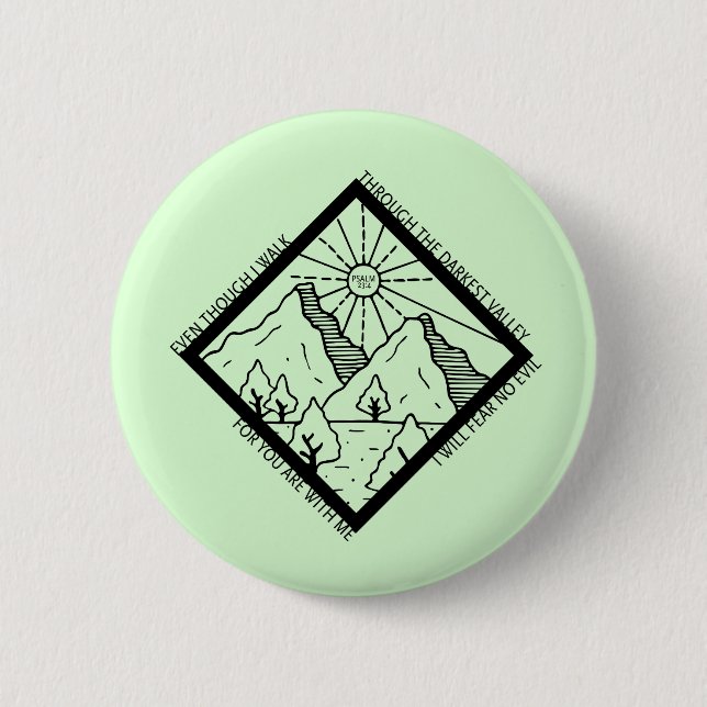 Chapa Redonda De 5 Cm Salmo 23 4 Miedo No Mala Biblia Cristiana Verse (Anverso)