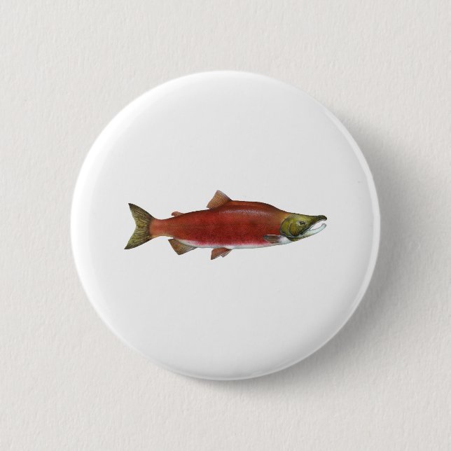 Chapa Redonda De 5 Cm Salmones de Sockeye (Anverso)