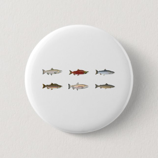 Chapa Redonda De 5 Cm Salmones salvajes (Anverso)