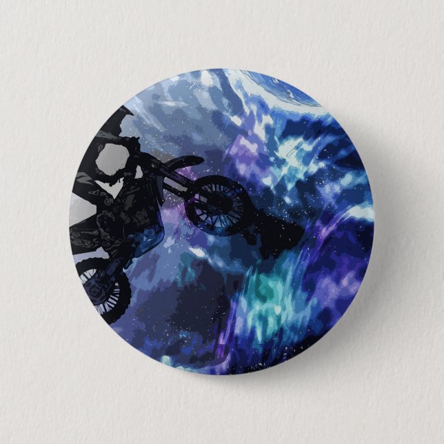 Chapa Redonda De 5 Cm Salto a través del espacio - Motocross Rider (Anverso)