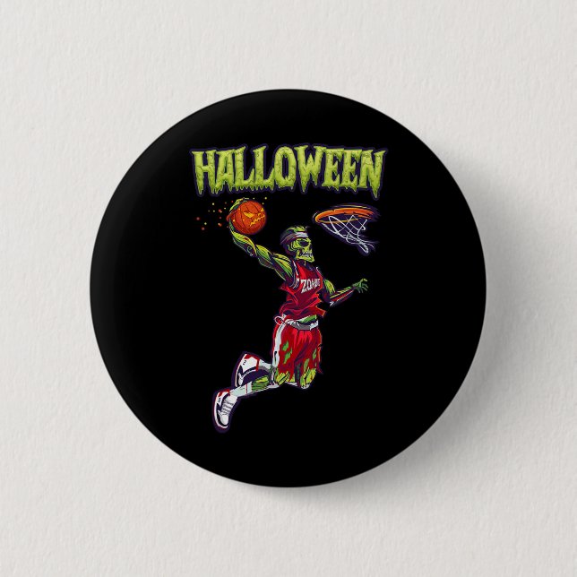 Chapa Redonda De 5 Cm Salto Zombie Basketball Dunk Player Halloween Pump (Anverso)