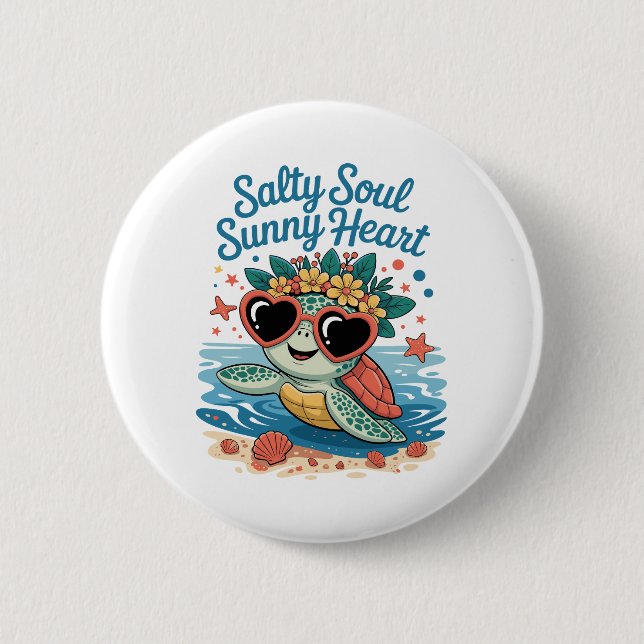 Chapa Redonda De 5 Cm Salty Soul Sunny Hearttle Summer (Anverso)