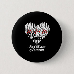 Chapa Redonda De 5 Cm Salud del Corazón Rojo Conciencia de la Enfermedad