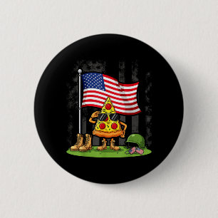 Chapa Redonda De 5 Cm Saluda Pizza Americana Bandera de EE. UU. Día de l