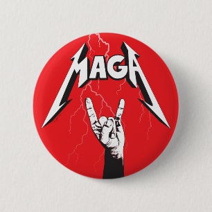 Chapa Redonda De 5 Cm Saludo de cuernos de rock MAGA - Signo USA 1er Enf