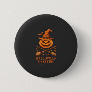Chapa Redonda De 5 Cm Saludo de Halloween Calabaza Sombrero de Bruja Esc