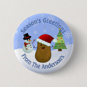 Chapa Redonda De 5 Cm Saludo de Temporada de Papas de Navidad Personaliz