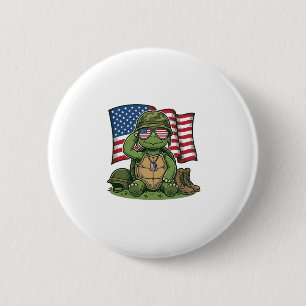 Chapa Redonda De 5 Cm Saludo de Tortuga Patriótica Diseño Vectorial_1