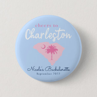 Chapa Redonda De 5 Cm Saludos a Charleston South Carolina Bachelorette