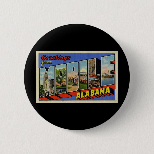 Chapa Redonda De 5 Cm Saludos de Alabama móvil (Anverso)