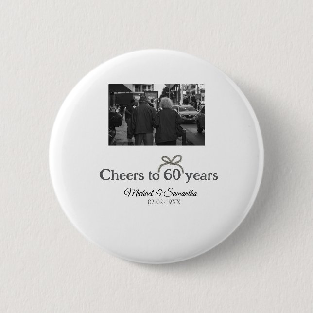 Chapa Redonda De 5 Cm Saludos dorados a boda de 60 años (Anverso)