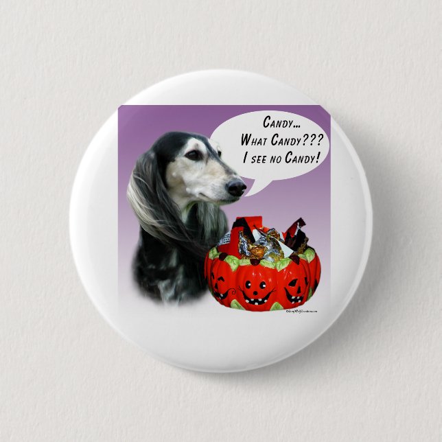 Chapa Redonda De 5 Cm Saluki Halloween Candy (Anverso)