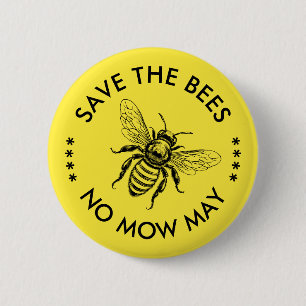 Chapa Redonda De 5 Cm Salva las abejas no siegues mayo protección de pol