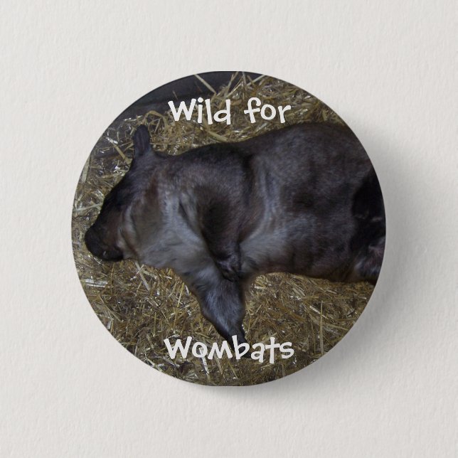 Chapa Redonda De 5 Cm Salvaje para Wombats (Anverso)