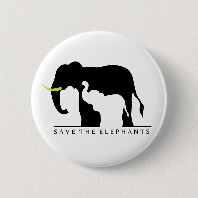 Chapa Redonda De 5 Cm Salvar a los elefantes (blancos) (Anverso)