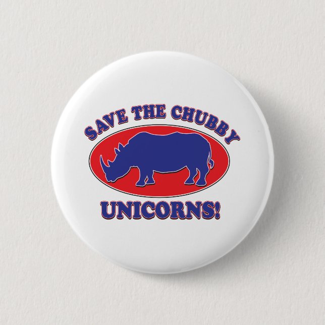 Chapa Redonda De 5 Cm Salvar a los Unicornios Chubby (Anverso)