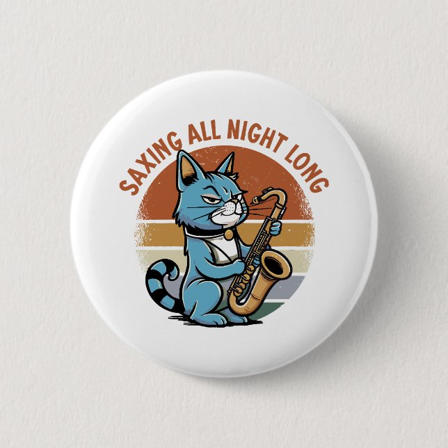 Chapa Redonda De 5 Cm Salvar toda la noche - Para jugadores saxofónicos (Anverso)