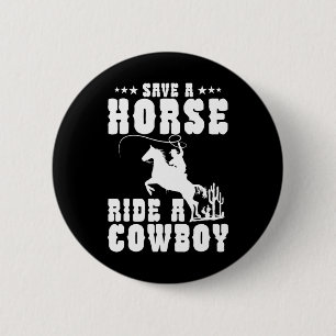Chapa Redonda De 5 Cm Salven A Un Caballo Con Un Cowboy Divertido Caball