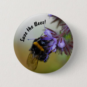 Chapa Redonda De 5 Cm "¡Salven las abejas!" Insignia