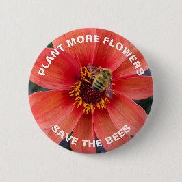 Chapa Redonda De 5 Cm Salven las abejas Naranja Dahlia Floral