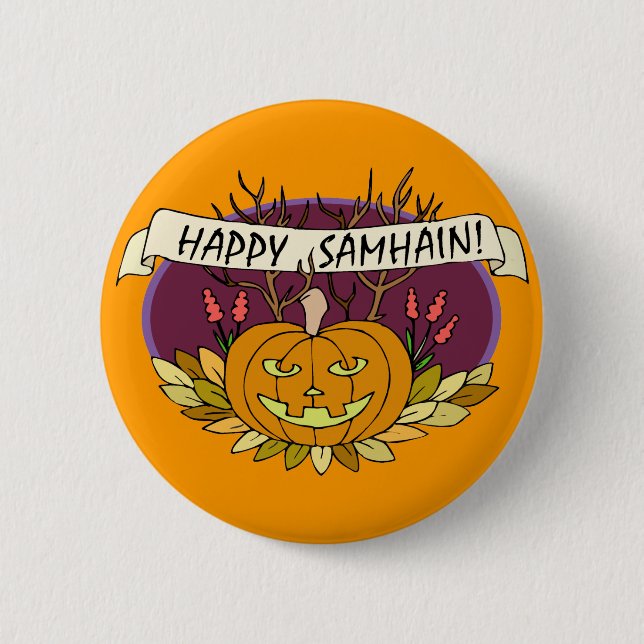 Chapa Redonda De 5 Cm Samhain feliz (Anverso)
