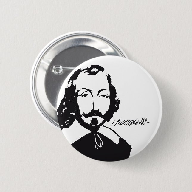 Chapa Redonda De 5 Cm Samuel de Champlain Hipster rosa Québec Francés (Anverso y reverso)
