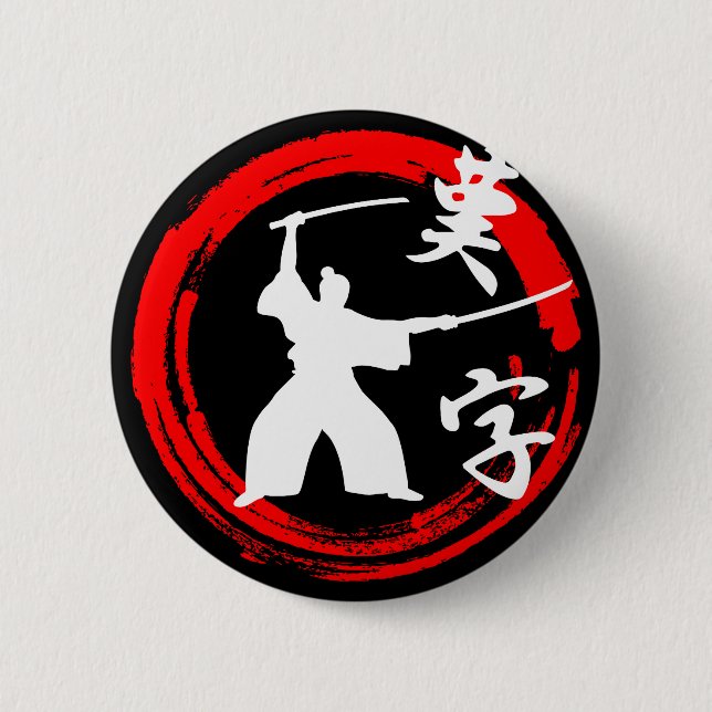 Chapa Redonda De 5 Cm Samurai (Anverso)