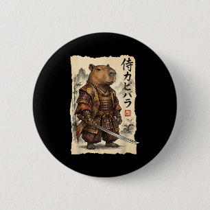 Chapa Redonda De 5 Cm Samurái Carpincho Arte Japonés Gráfico Antiguo Div