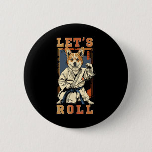 Chapa Redonda De 5 Cm Samurai Corgi En Jiu Jitsu Gi Bjj Vida Brasileña K