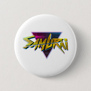 Chapa Redonda De 5 Cm Samurai del Cyberpunk