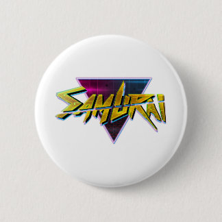 Chapa Redonda De 5 Cm Samurai del Cyberpunk