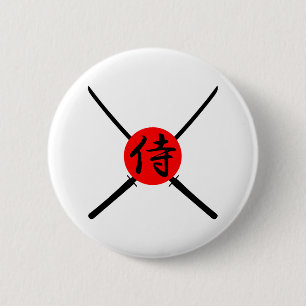 Chapa Redonda De 5 Cm SAMURAI - Espada y kanji