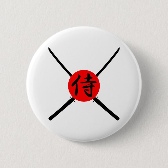 Chapa Redonda De 5 Cm SAMURAI - Espada y kanji (Anverso)