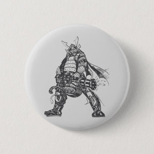 Chapa Redonda De 5 Cm Samurai Gunner