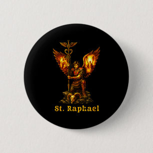 Chapa Redonda De 5 Cm San Arcángel Rafael Arte Cristiano Fe