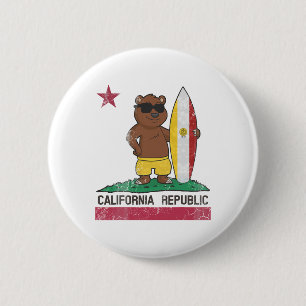 Chapa Redonda De 5 Cm San Diego California Surfista Oso Surfista Hombres