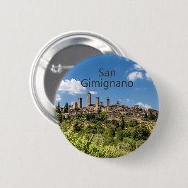 Chapa Redonda De 5 Cm San Gimignano Toscana Italia Panorama Souvenir