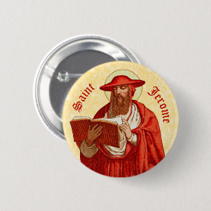 Chapa Redonda De 5 Cm San Jerónimo como Cardenal con Libro (P 004)