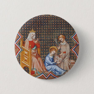 Chapa Redonda De 5 Cm San Luis IX de Francia Patrono de Reyes Arte